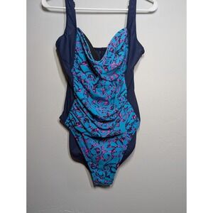 Mazu Swim Women's‎  Size 16 One Piece  Tank Swimsuit EUC Blue & Purple